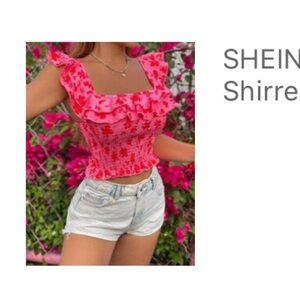 SHEIN Pink Ruffle Crop Top